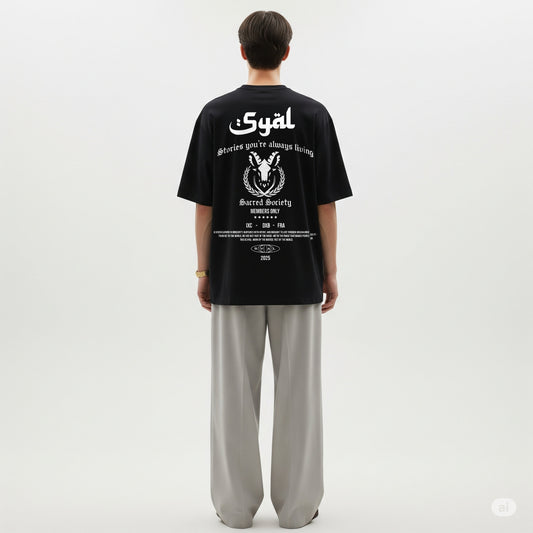 SACRED SOCIETY BLACK OVERSIZED T-SHIRT