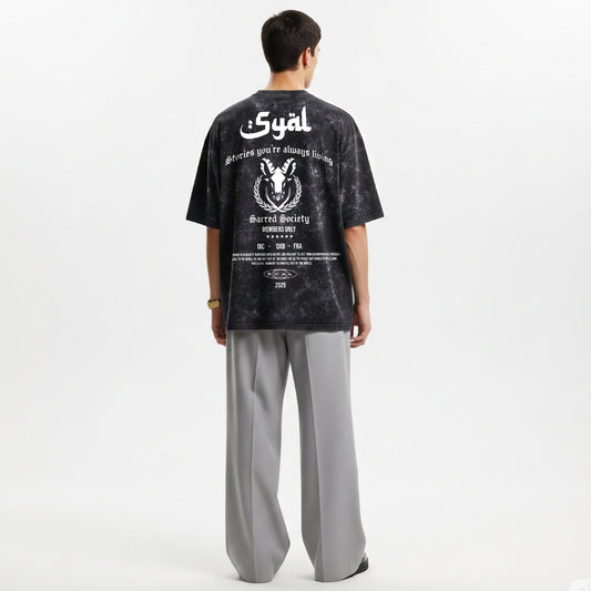 SACRED SOCIETY ACID WASH OVERSIZED T-SHIRT
