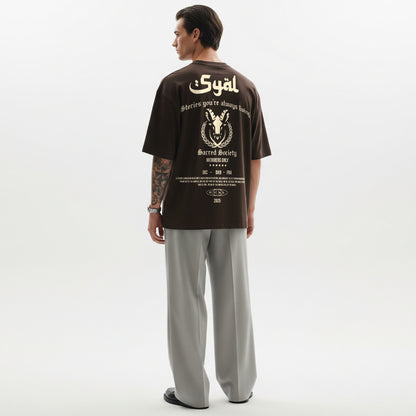 SACRED SOCIETY BROWN OVERSIZED T-SHIRT