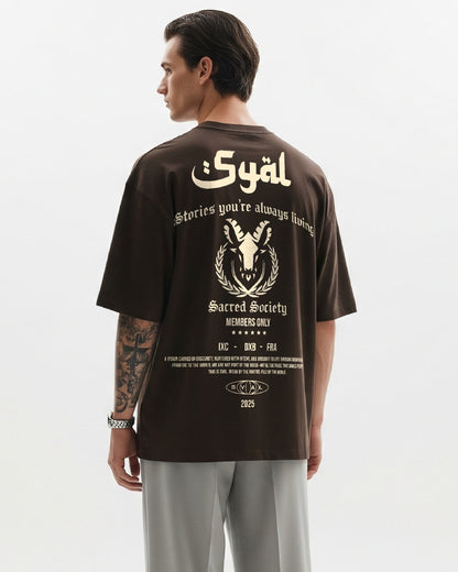 SACRED SOCIETY BROWN OVERSIZED T-SHIRT