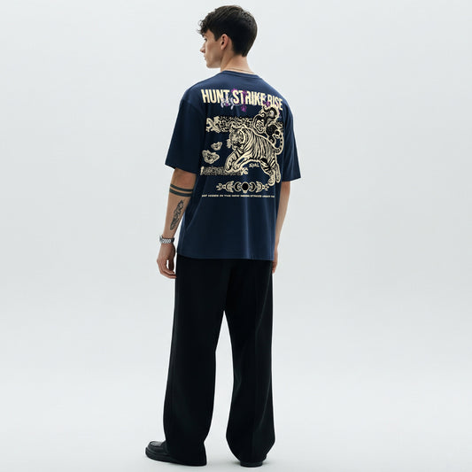 TIGER NAVY BLUE OVERSIZED T-SHIRT