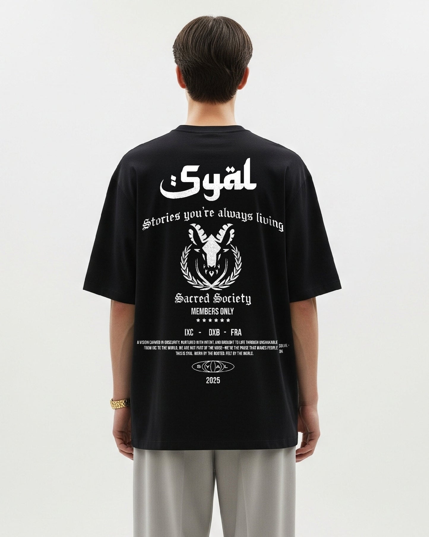 SACRED SOCIETY BLACK OVERSIZED T-SHIRT