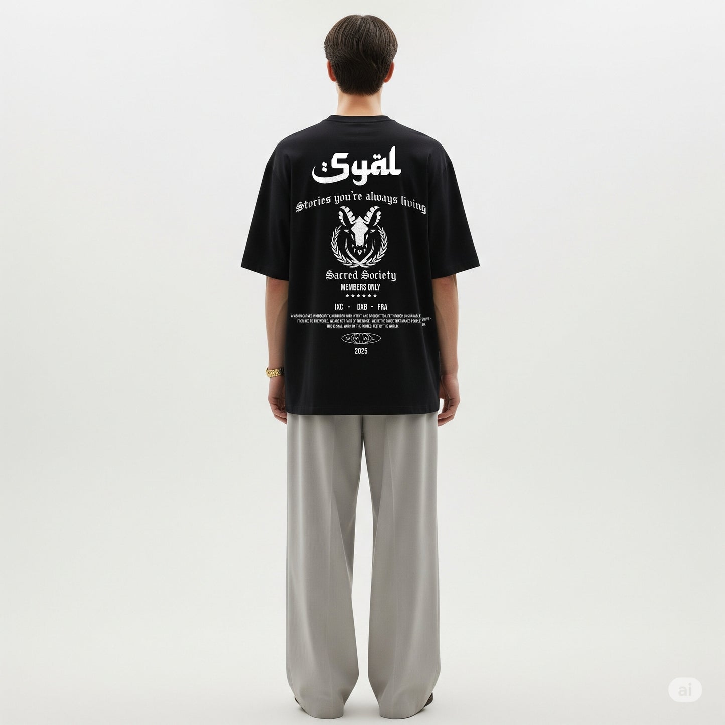 SACRED SOCIETY BLACK OVERSIZED T-SHIRT