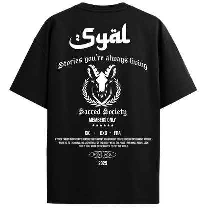 SACRED SOCIETY BLACK OVERSIZED T-SHIRT
