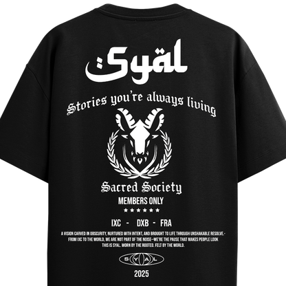 SACRED SOCIETY BLACK OVERSIZED T-SHIRT