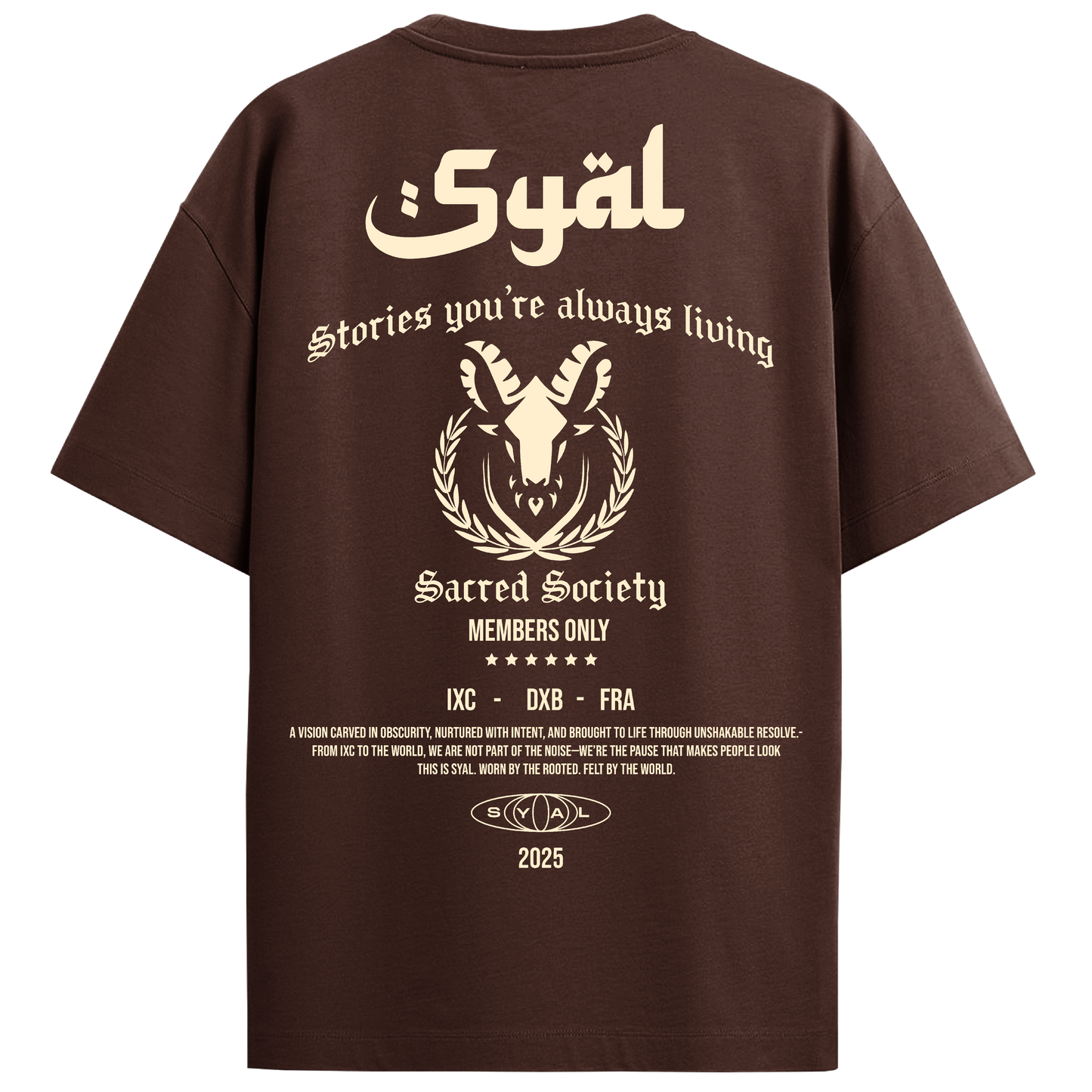 SACRED SOCIETY BROWN OVERSIZED T-SHIRT