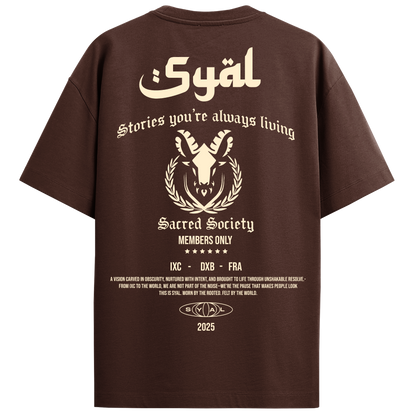 SACRED SOCIETY BROWN OVERSIZED T-SHIRT
