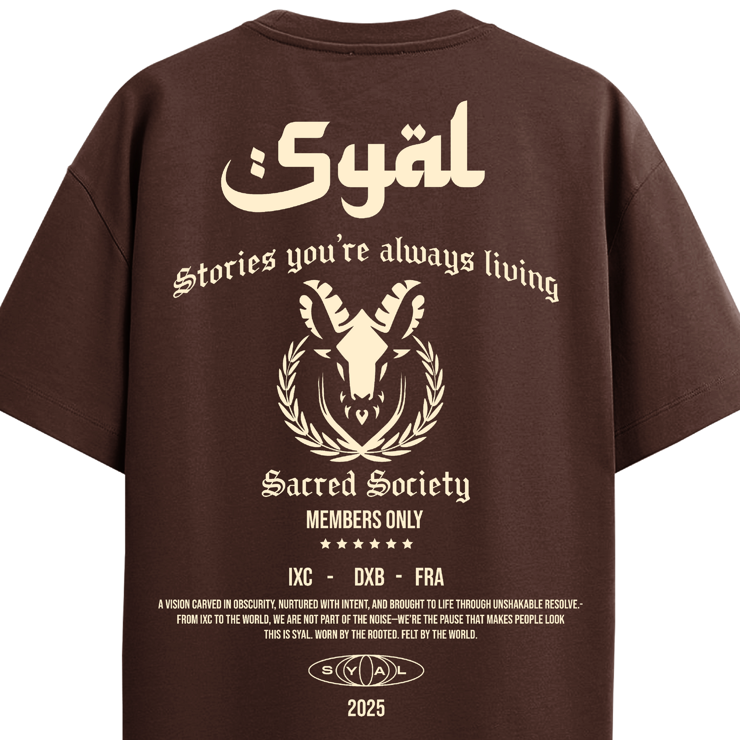 SACRED SOCIETY BROWN OVERSIZED T-SHIRT