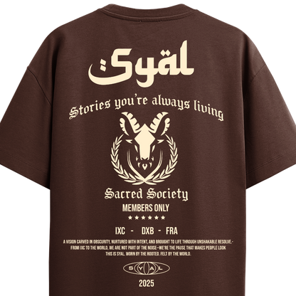 SACRED SOCIETY BROWN OVERSIZED T-SHIRT